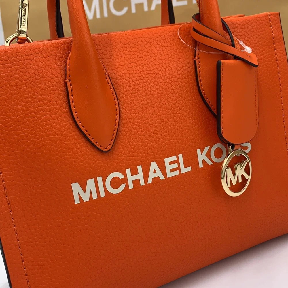 Michael Kors Mirella Small Pebbled Leather Crossbody Top Zip XBODY Bag Poppy NWT - Picture 7 of 16